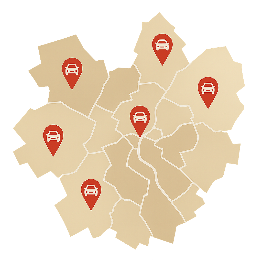 Stadtkarte von Aalen mit Markierungen für den Autoankauf in Aalen Ellwangen und Heidenheim an der Brenz