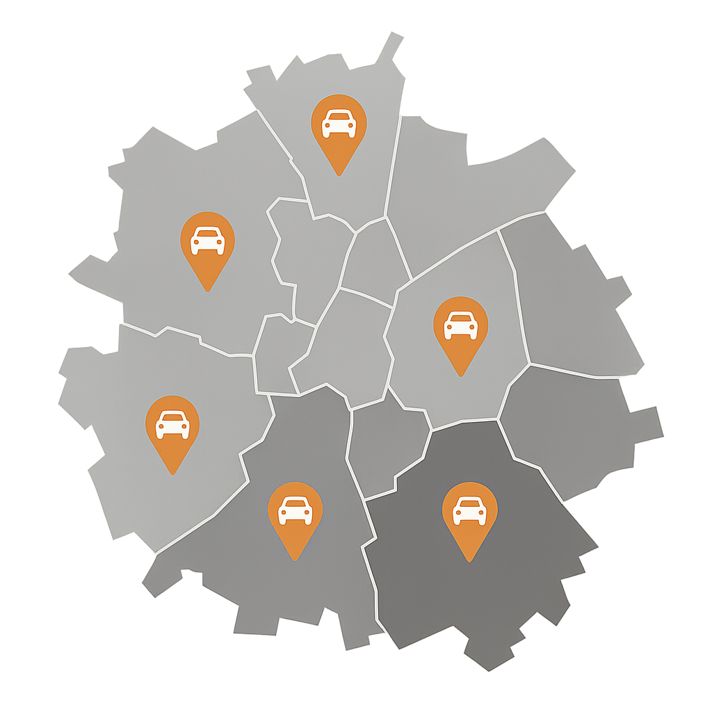 Stadtkarte von Altenburg mit markierten Standorten zum Auto Verkaufen in der Region