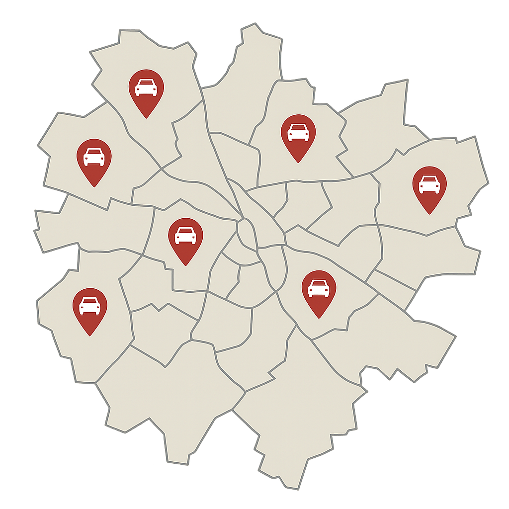 Stadtkarte von Bamberg mit Markierungen für den PKW-Ankauf rund um Luitpoldstraße und Hallstadter Straße zum Auto Verkaufen in der ganzen Stadt