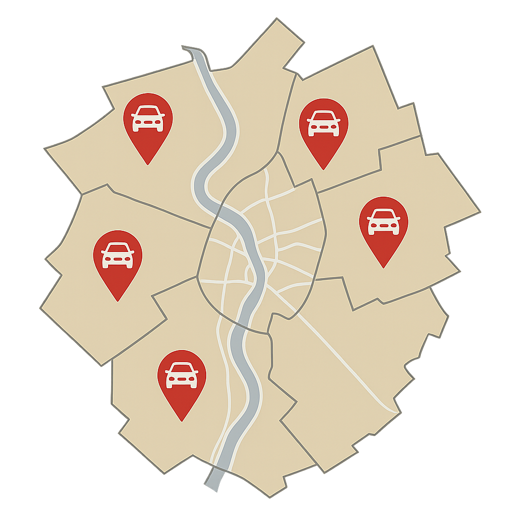 Stadtkarte von Bernburg mit markierten Stadtteilen wie Baalberge Aderstedt und Peißen für das Auto Verkaufen in allen Bezirken