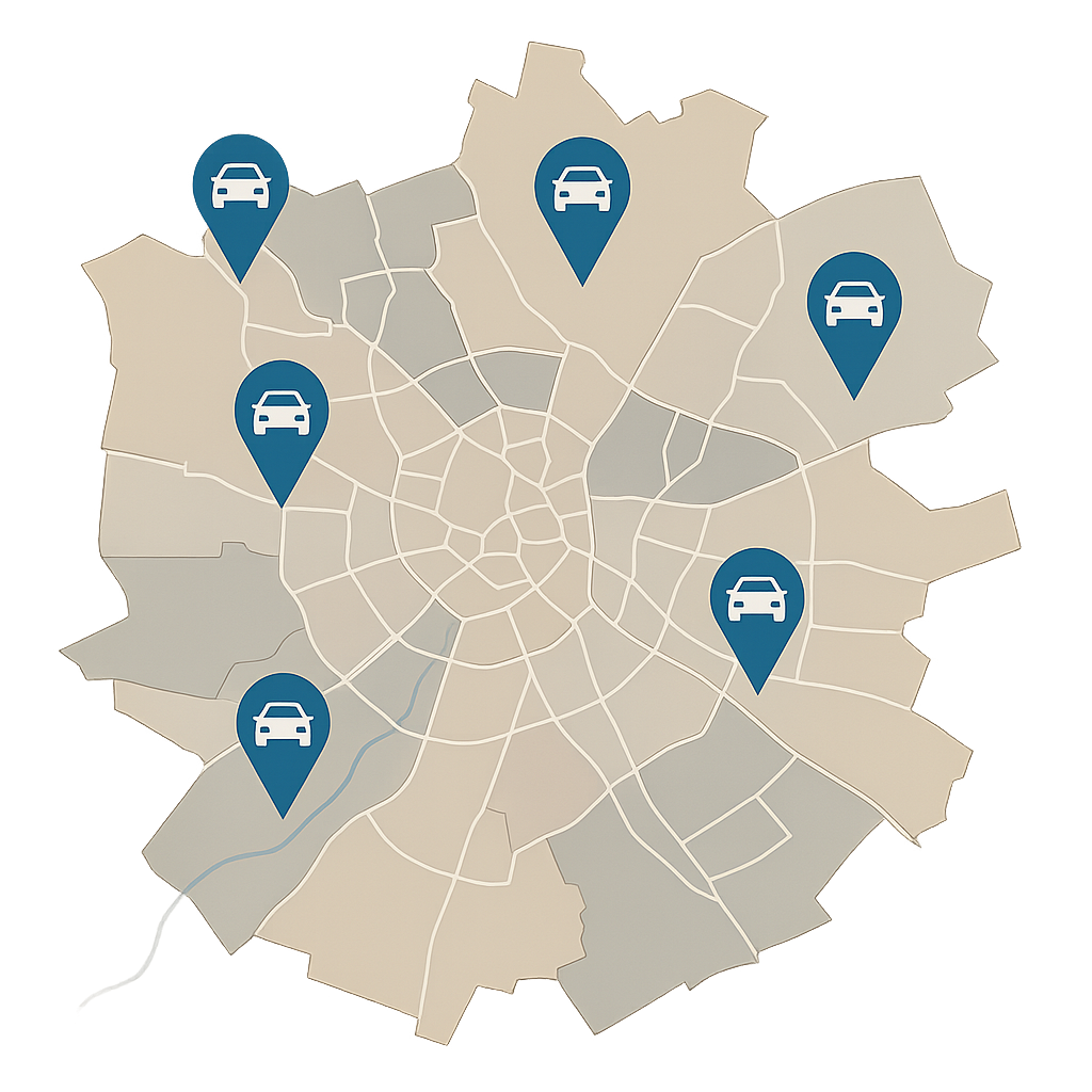 Stadtkarte von Crailsheim mit Markierungen für regionalen Autoankauf von Problemfahrzeugen und defekten Autos