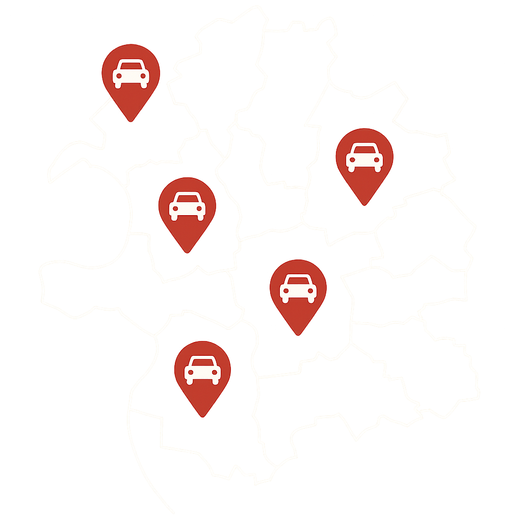 Stadtkarte von Duisburg mit Markierungen für Autofahrer aus Mülheim Oberhausen und Moers die ihr Auto mit Motorschaden oder Unfallschaden in Duisburg verkaufen möchten