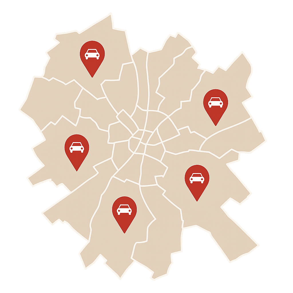 Regionale Stadtkarte von Euskirchen mit Markierungen zum Auto Verkaufen im gesamten Kreis