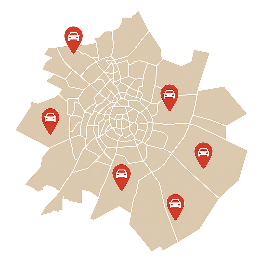 Stadtkarte von Freiberg mit markierten Orten wie Brand-Erbisdorf und Großschirma zur Orientierung für Autofahrer die ihr beschädigtes Fahrzeug in der Region verkaufen möchten