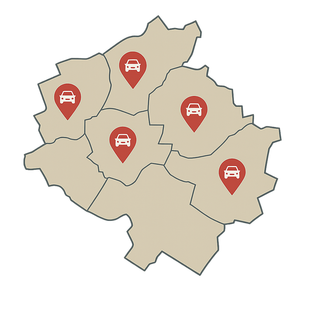 Stadtkarte von Göppingen mit Markierungen für Autoankauf Standorte zum Auto Verkaufen von Unfallwagen und Fahrzeugen mit Motorschaden