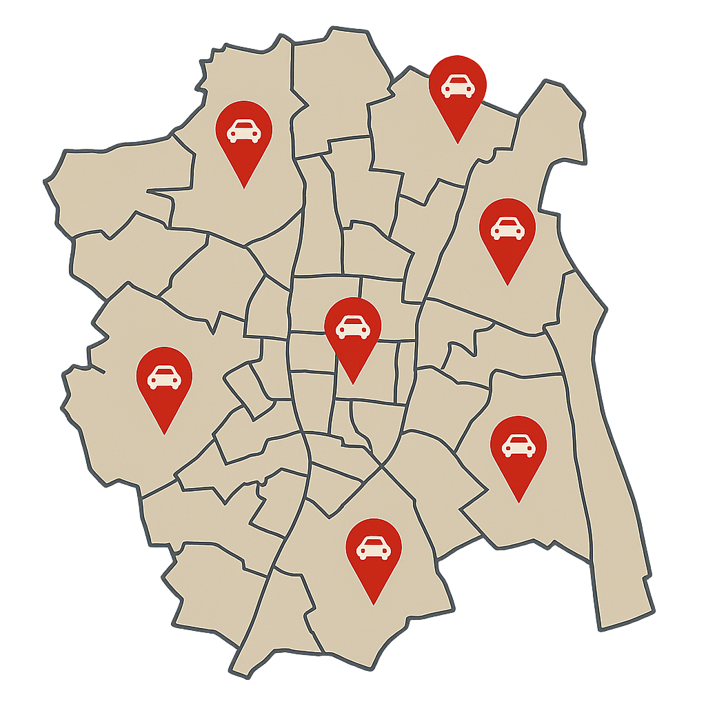 Stadtkarte von Göttingen mit Markierungen für regionalen Autoankauf und Auto Verkaufen in Südniedersachsen