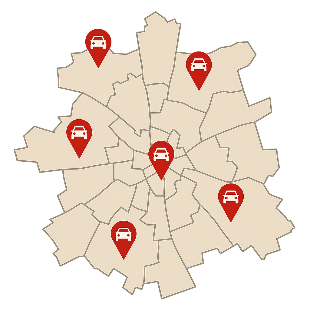 Stadtkarte von Gütersloh mit Markierungen für Pendler die ihr Auto mit hoher Laufleistung flexibel verkaufen möchten
