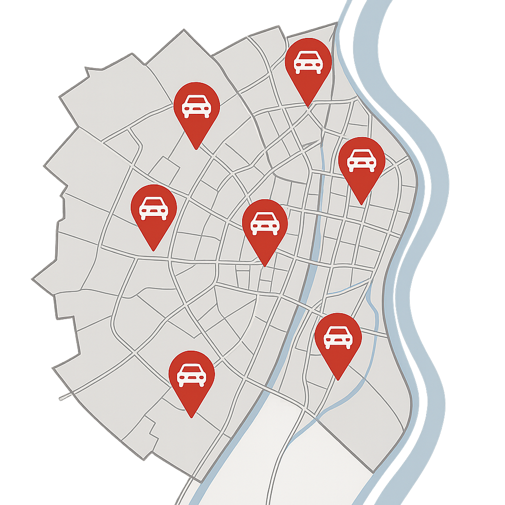 Stadtkarte von Kehl mit markierten Standorten zum Auto Verkaufen rund um Hauptstraße und Straßburger Straße
