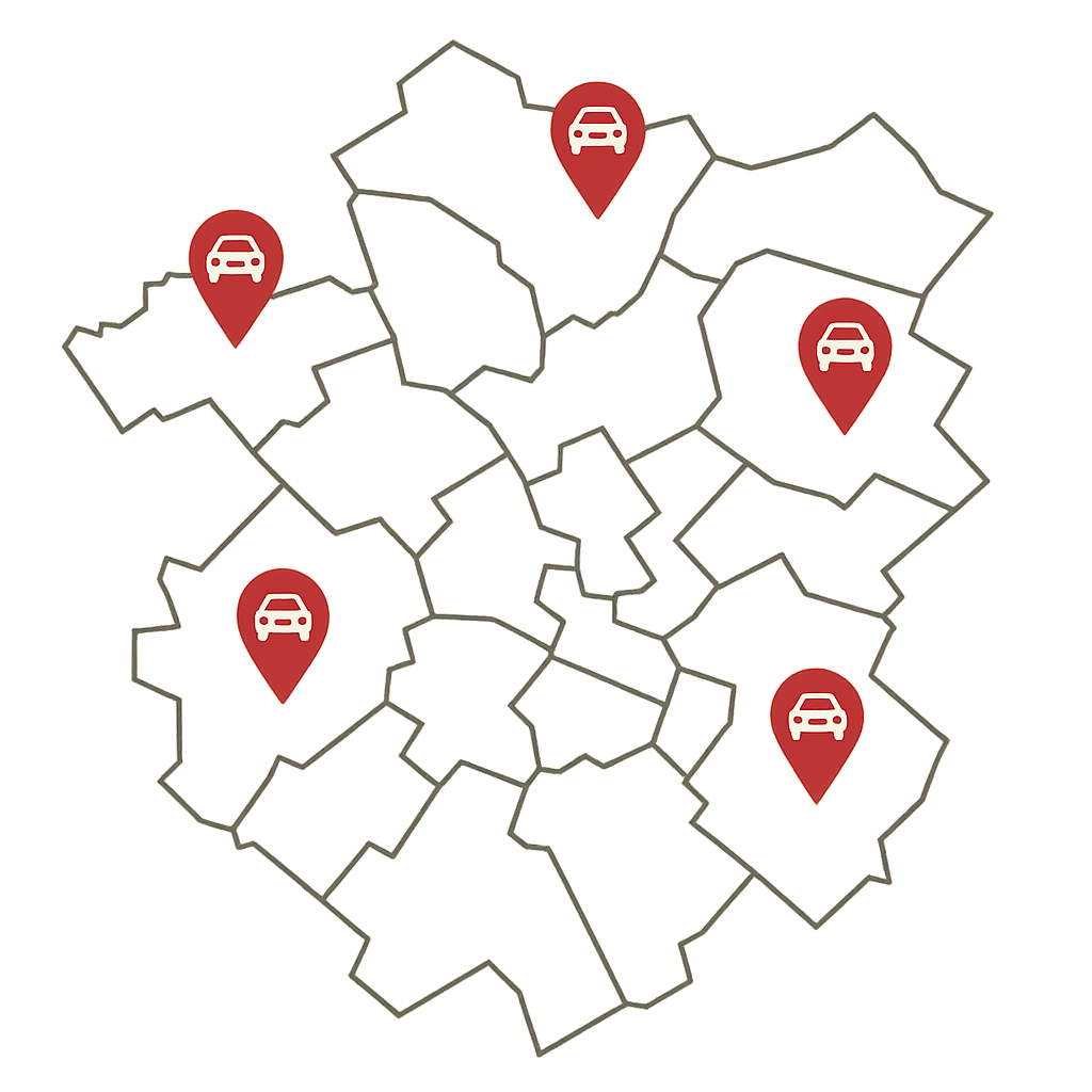 Regionale Stadtkarte Pinneberg mit Markierungen zum Auto Verkaufen und digitaler Abwicklung