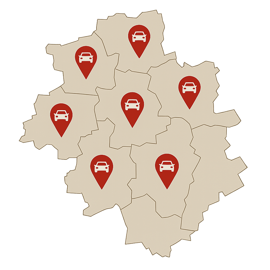 Stadtkarte von Salzgitter mit Markierungen für den PKW-Ankauf in allen Vierteln wie Lebenstedt und Salzgitter-Bad, auch für Unfallwagen und Autos mit Motorschaden oder Getriebeschaden