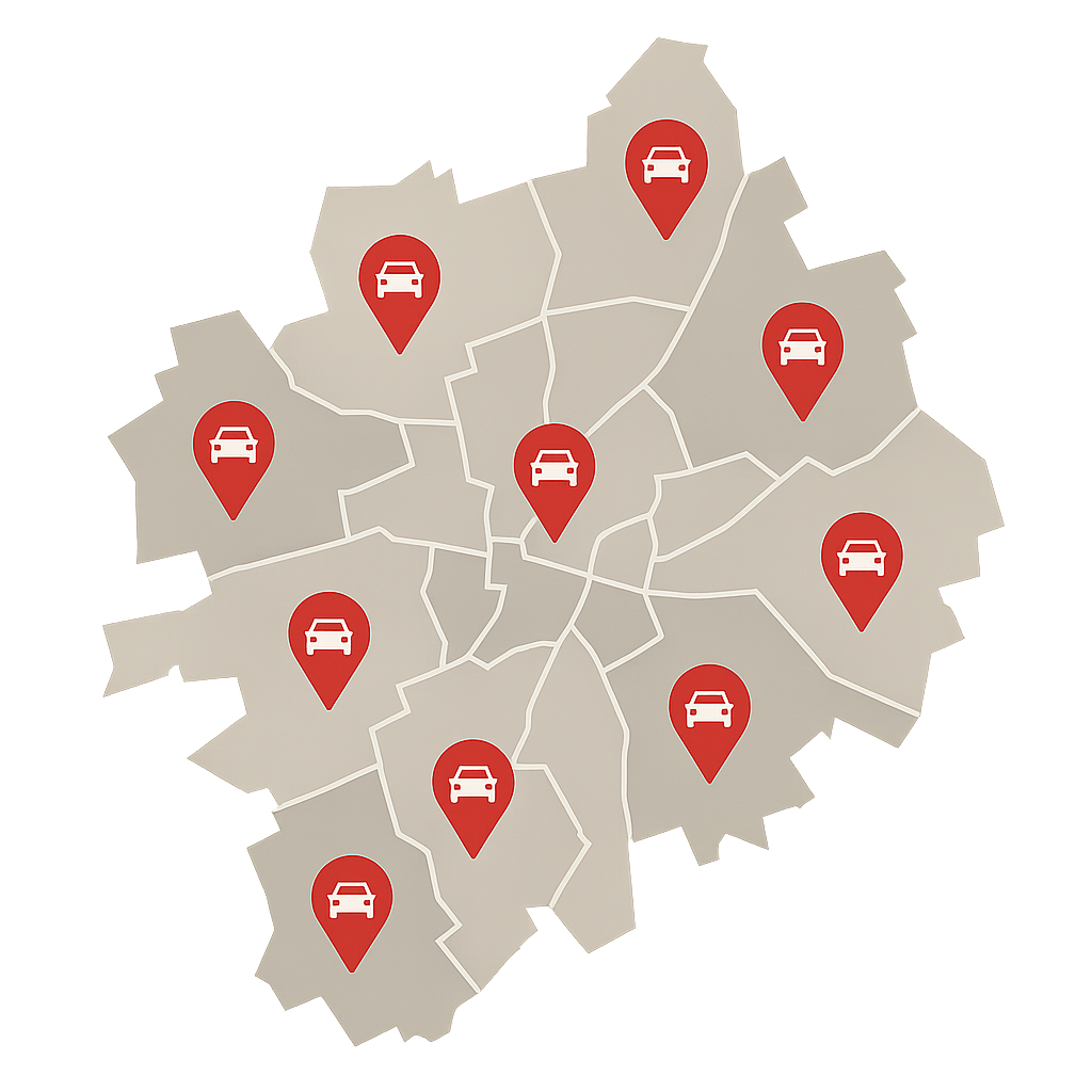Regionale Autoverkauf Karte für Unna Kamen und Holzwickede mit mehreren Auto Standorten