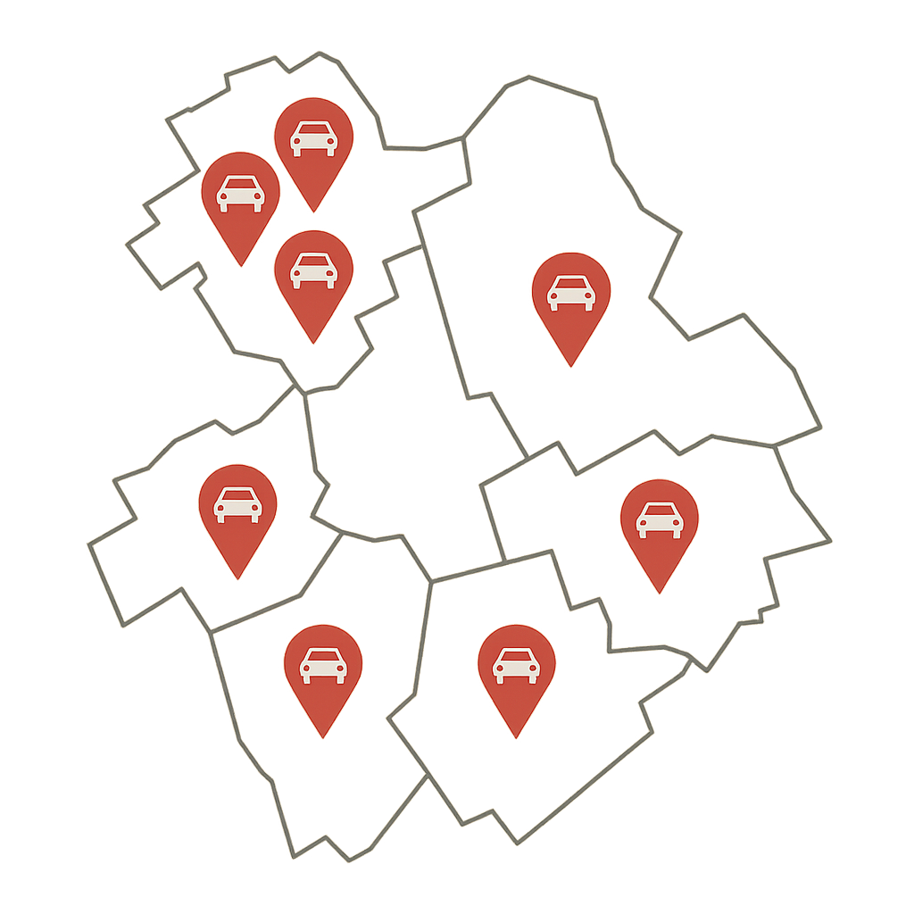 Regionale Stadtkarte von Viersen für Pendler die ihr Auto Verkaufen und den Fahrzeugankauf bequem online aus Mönchengladbach Nettetal oder Willich nutzen