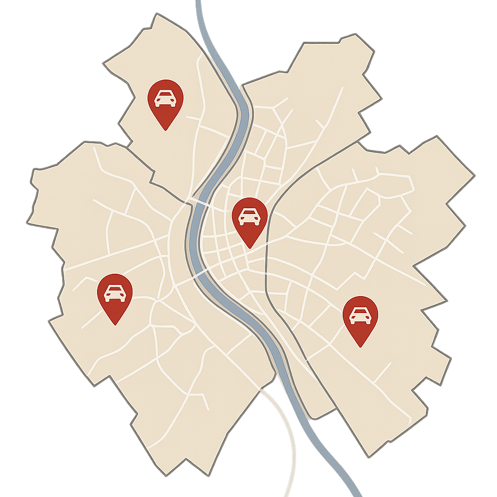Stadtkarte von Völklingen mit Markierungen regionaler Standorte zum Auto Verkaufen