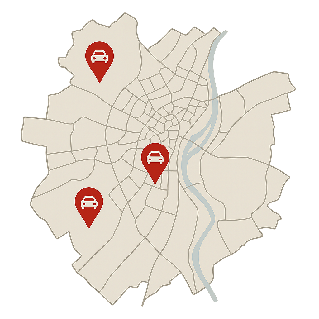Stadtkarte von Weißenfels mit markierten Standorten zum Auto Verkaufen in der Region