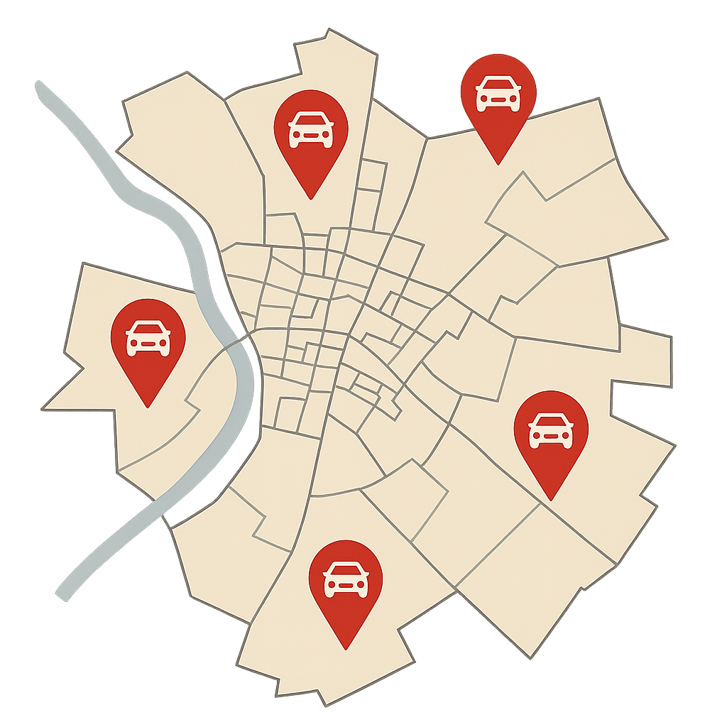 Stadtkarte von Winsen mit Markierungen für Auto Verkaufen zwischen Lüneburger Straße und Bahnhofstraße