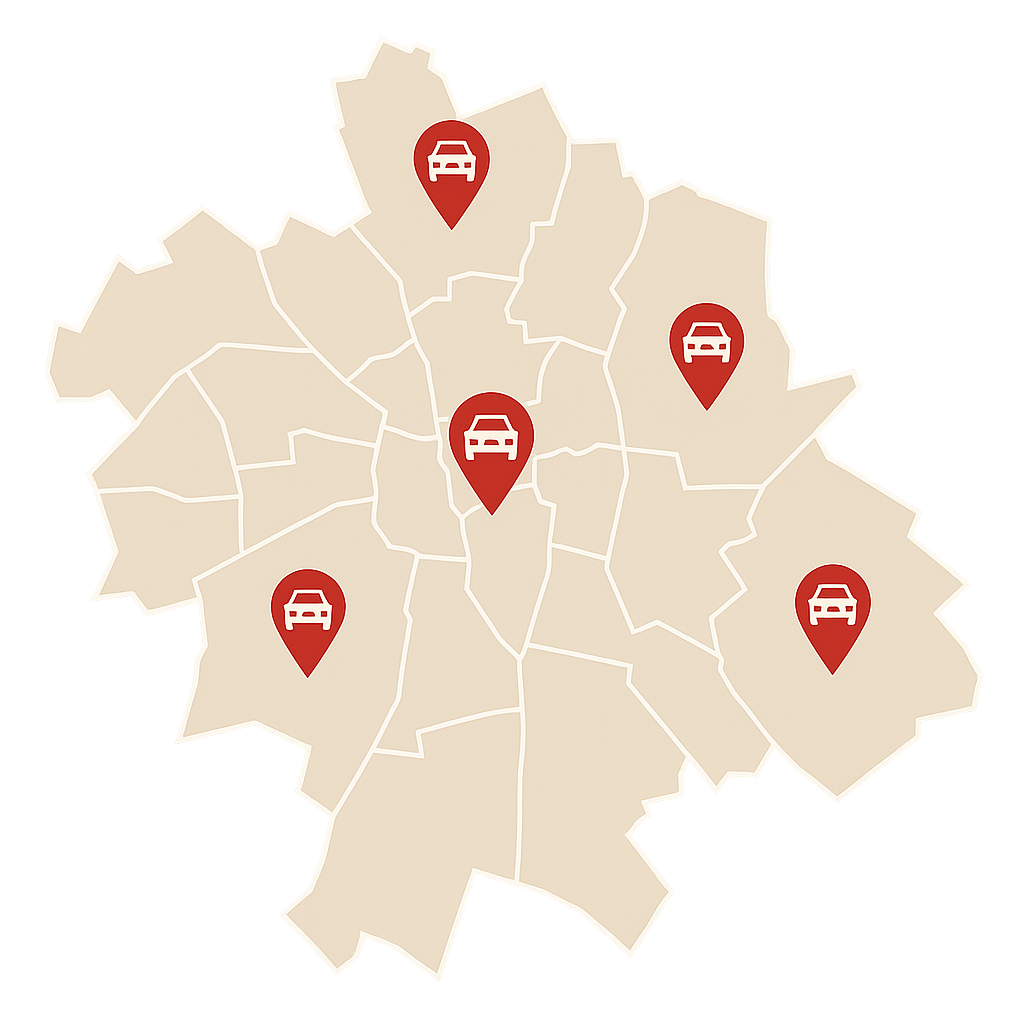 Stadtkarte von Wolfenbüttel mit Markierungen für flexible Möglichkeiten zum Auto Verkaufen in allen Stadtteilen von der Bahnhofstraße bis zur Lindener Straße