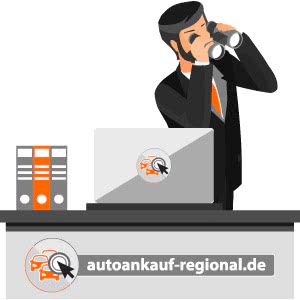 Ankauf-Experte schaut aus der Ferne auf das Unfallfahrzeug