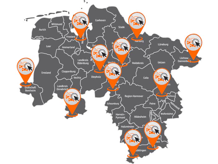 Bundesland Standorte von gekauften Autos in Niedersachsen