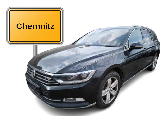 Autoankauf Chemnitz und Volkswagen am Ortsschild