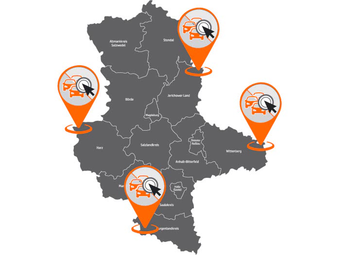 Autoankauf in Sachsen-Anhalt und Bundesland Karte und Standorte