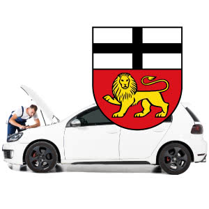 Mechaniker Auto mit Motorschaden Bonn Wappen