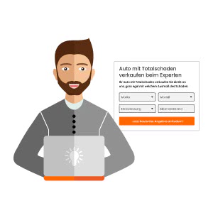 Totalschaden Ankauf-Formular wird am PC ausgefüllt