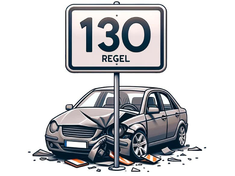 Auto mit Totalschaden bei der 130-Regel