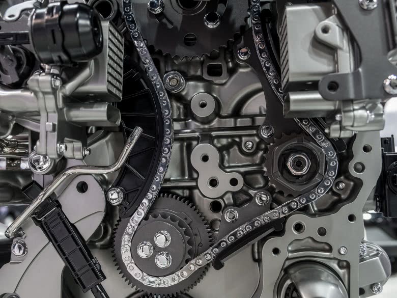 Eine im Motor eingebaute Steuerkette